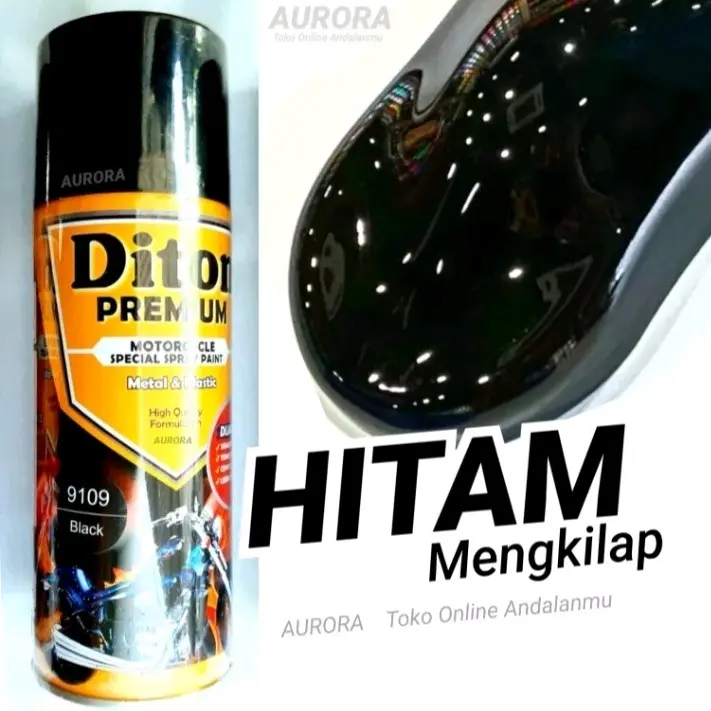 (JAWA) Cat Pilok Diton Premium 9109 Black Gloss Hitam 400ml Mengkilap Mobil Sepeda Motor