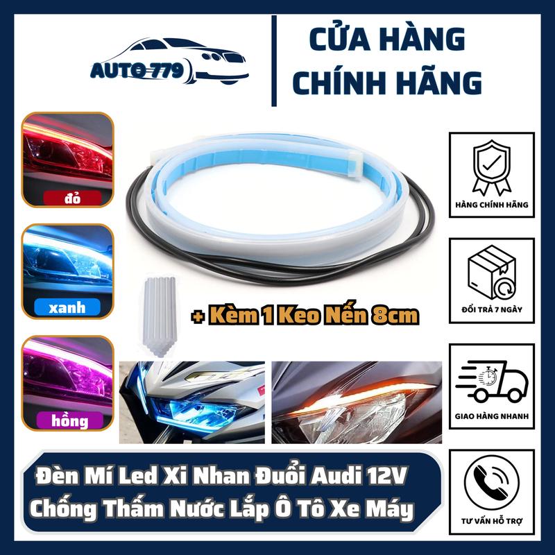 Đèn Led  Dây Xi Nhan 30cm/45cm/60cm Chạy  Đuổi Audi Dùng Điện Bình 12V  Chống Thấm Nước Lắp Ô Tô Xe Máy Cộng Kèm Keo Nến