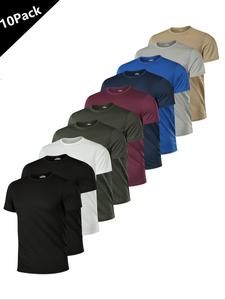 Men's Solid Round Neck Short Sleeve Tee, Breathable Quick Drying T-shirt, Casual Crew Neck T-shirt for Summer, Men's Top for Indoor Outdoor Wear, Fit Active Clothing