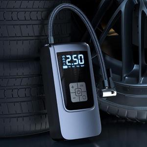 ポータブルワイヤレスカータイヤインフレーター、充電式カータイヤエアポンプ、車、オフロード車、オートバイ用アクセサリー付きの強力なコードレスタイヤインフレーター