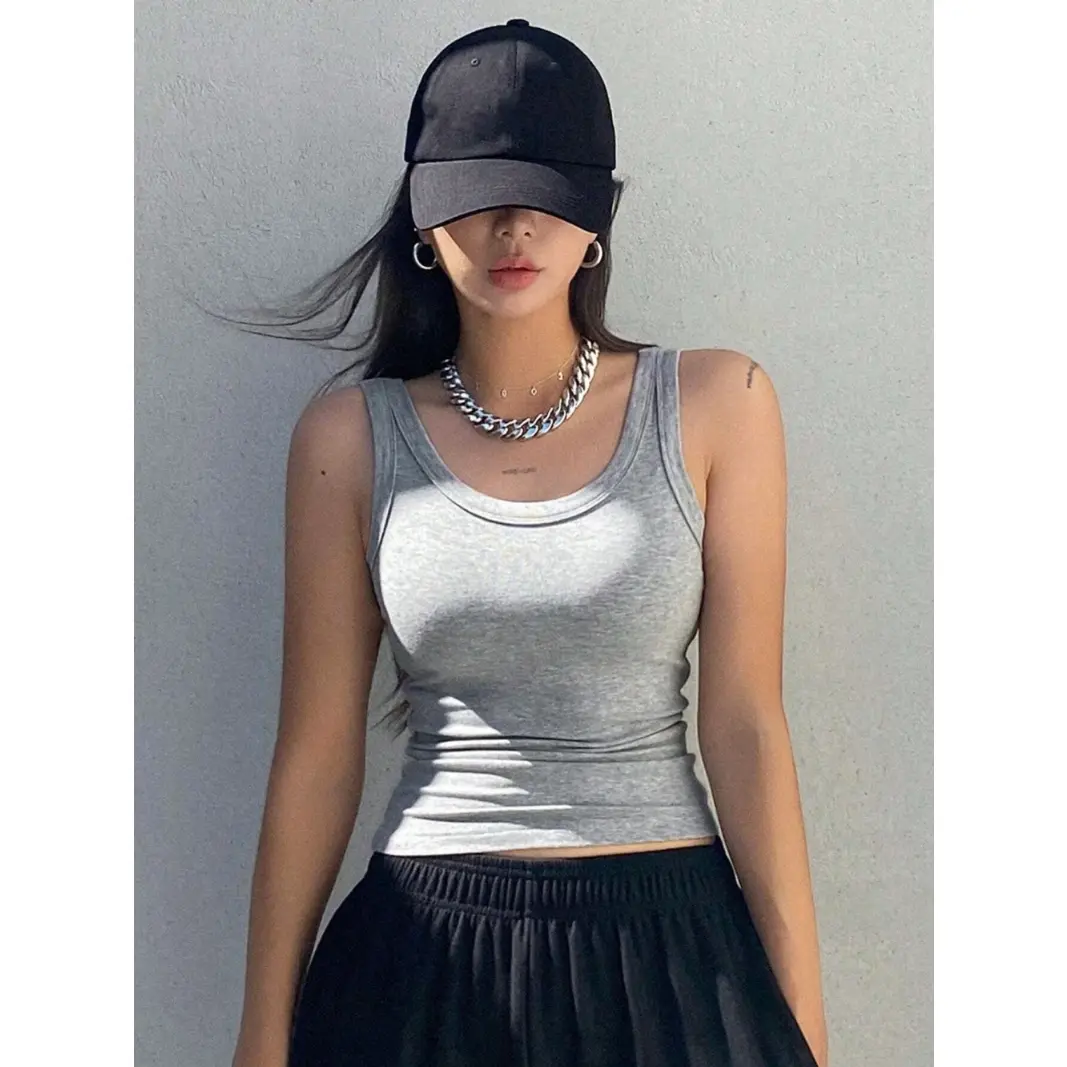 Camisole Tank Soft Top For Women Summer Outfits Tight And Sexy Tank Top Knitted Bottom Shirt And Sleeveless Top For Outerwear