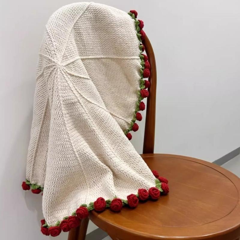 Chăn Bó Hoa Hồng, Thời Trang Sáng Tạo, Thủ Công Dệt Thủ Công, Chăn Dệt Kim Nhân Tạo, Gói Vật Liệu Chưa Hoàn Thiện, Thích Hợp Làm Quà Tặng Ngày Lễ 6