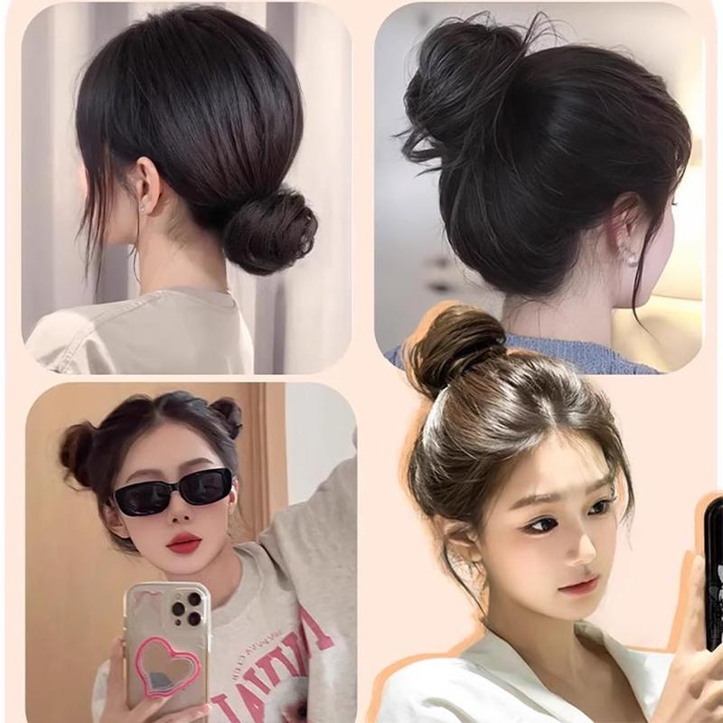 Product Introduction of Bun head wig female real hair natural bouffant scrunchie bract head lazy man disc hair artifact fake antique hair simulation 10