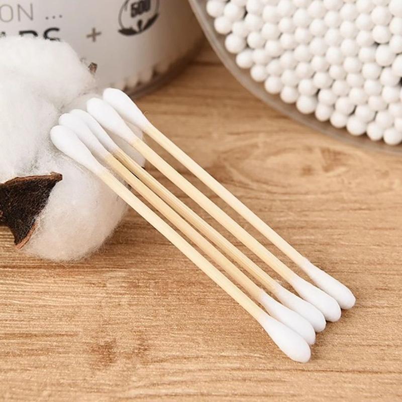 Tăm Bông Ngoáy Tai 2 Đầu Thân Gỗ - Hộp 500 Bông Tăm Ngoáy Ráy Tai Người Lớn Trẻ Em 7