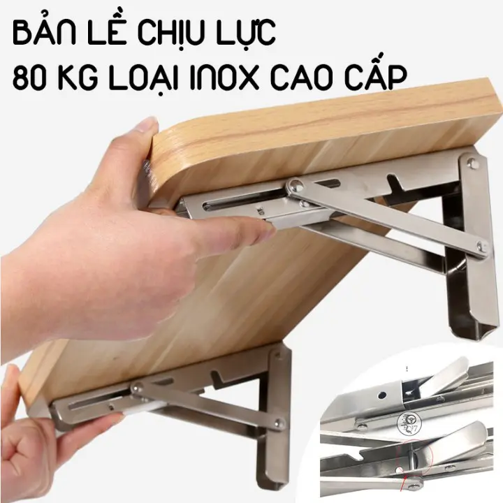 GIÁ ĐỠ, BẢN LỀ GẬP INOX - Bộ 2 CÁI hàng cao cấp
