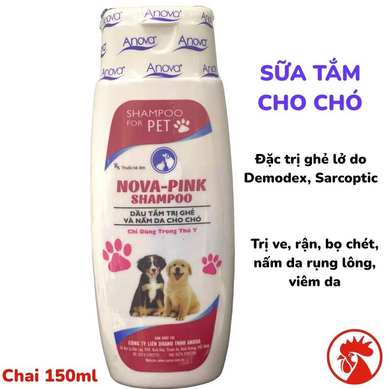 Nova Pink shampoo (150ml) sữa tắm cho chó bị nấm da, hôi lông, ghẻ do Demodex, sarcoptic, trị ve, rận, bọ chét, bọ nhảy, viêm da rụng lông.