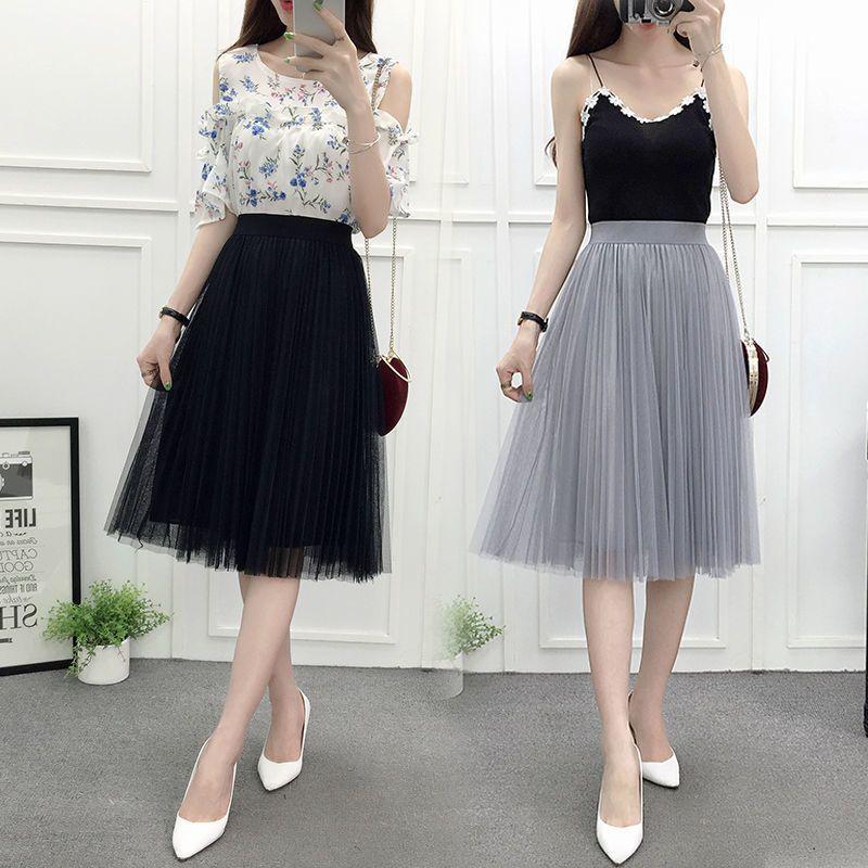 Product Introduction of Fashionable, elegant, casual, versatile mesh skirt, pleated skirt, A-line skirt, high waisted, slimming, versatile skirt, fairy skirt, small and fresh, large hem mesh skirt 17