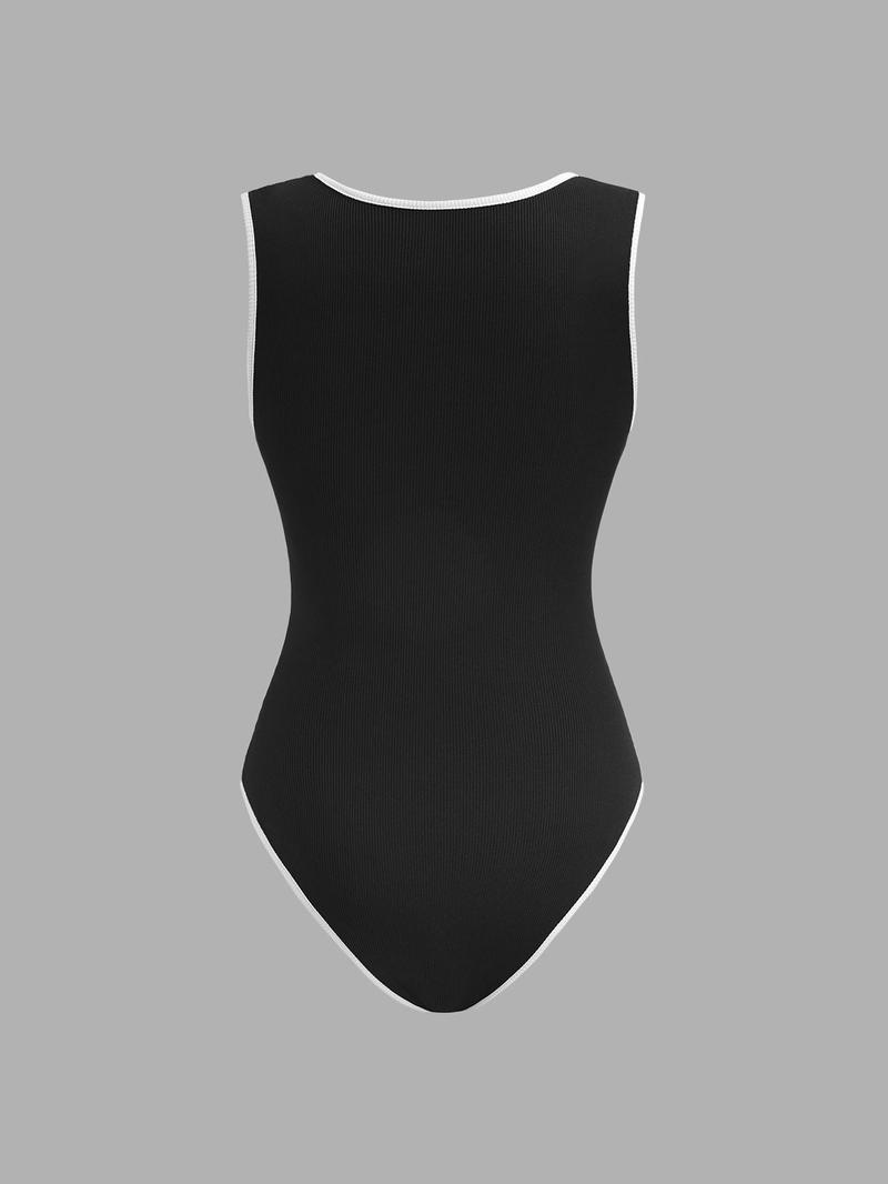 Product Introduction of YOZY Women's Colorblock Bodysuit, Casual Sleeveless Bodysuit for Holiday Vacation, Ladies Clothes for All Seasons 3