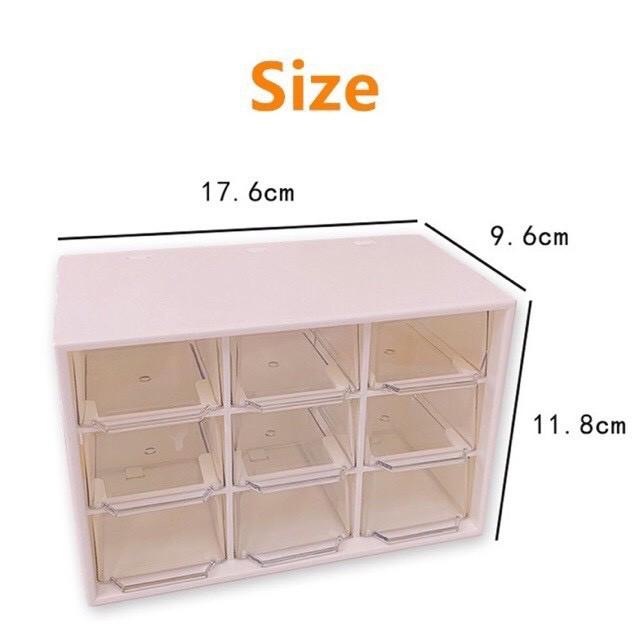 Kệ Nhựa, Tủ Mini Đựng Đồ Đa Năng 9 Ngăn để bàn đựng văn phòng phẩm, trang sức, vòng tay, mỹ phẩm 8