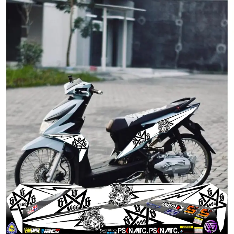 PS03 STRIPING STICKER HONDA BEAT NEW/ESP MOTIF MEDUSA VARIASI SIMPLE 5