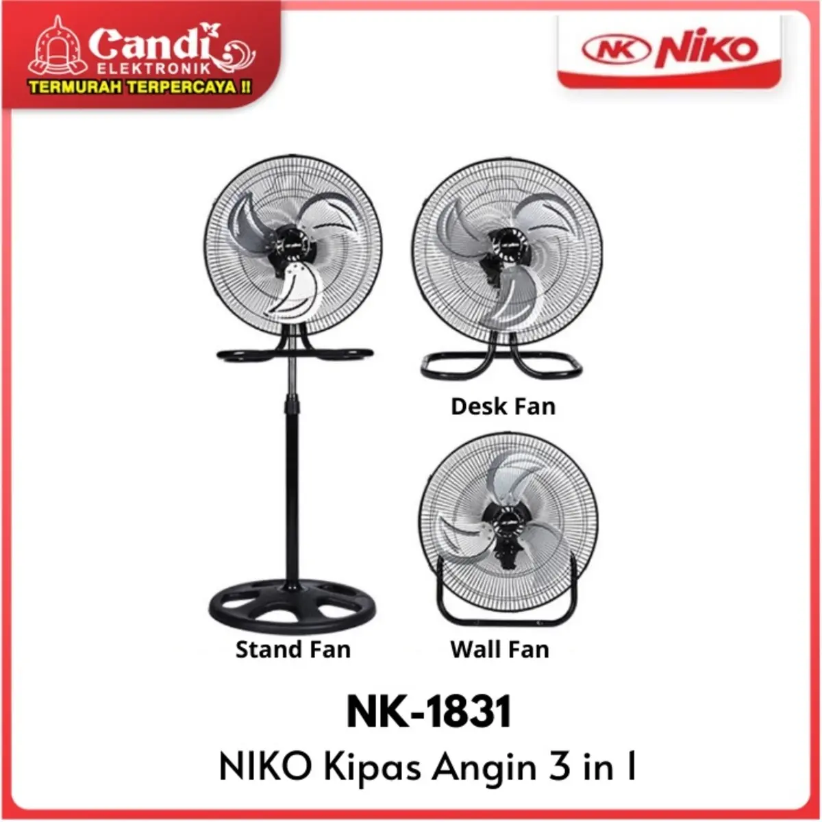 NIKO KIPAS ANGIN BERDIRI 3 IN 1 NIKO NK-1831 Fan Ac