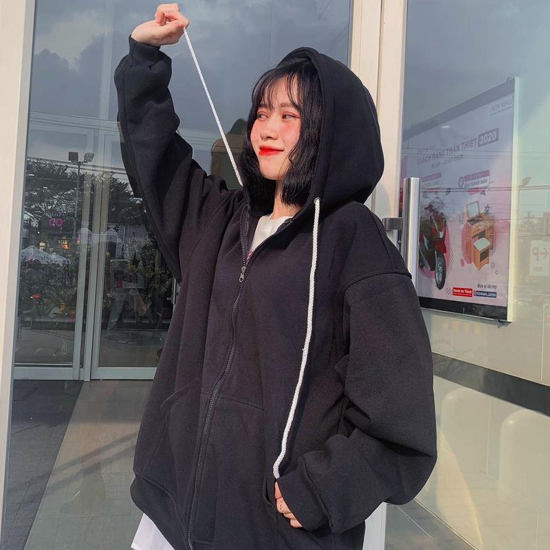 Product Introduction of Áo Hoodie Nữ Khoá Zip Trơn Unisex Form Rộng Chất Nỉ Cotton Áo Khoác Hoodie Nỉ Bông Phong Cách Hàn Quốc Oversize Có Size Bigsize 16