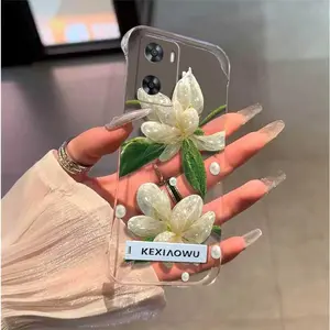 Casing cocok untuk OPPO A77s Kasing ponsel braket tanpa batas bunga transparan-WBK