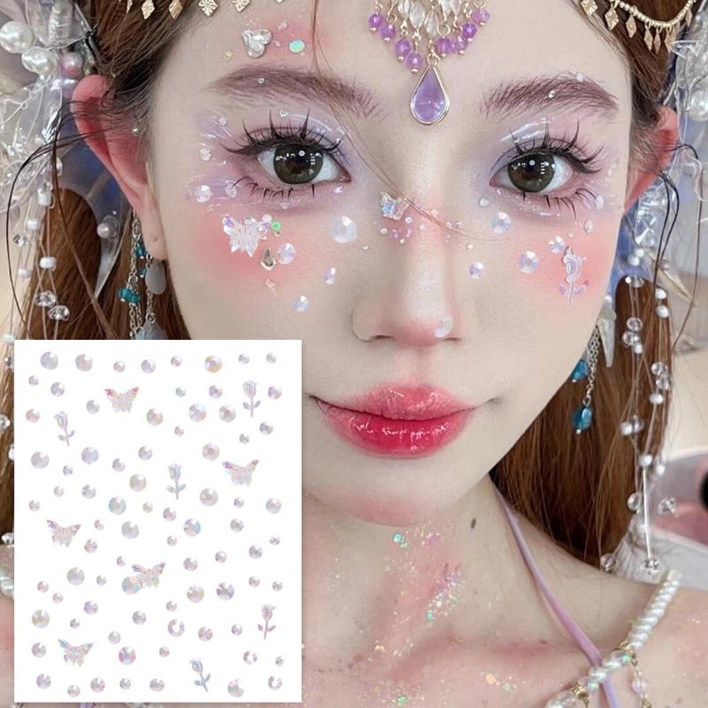 Hình Dán Acrylic Hình Bướm, 3 Kiểu Có Sẵn, 3D, Đầy Màu Sắc, Vỏ Tình Yêu Nàng Tiên Cá Lộng Lẫy, Hoa Hồng Sáng Bóng, Trang Trí Trang Điểm Cơ Thể, Thích Hợp Cho Lễ Hội 2