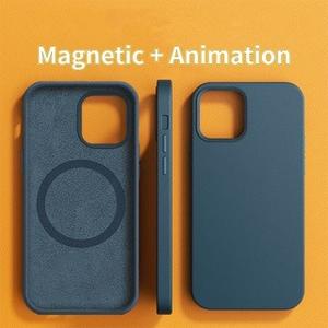 With Logo Leather Magnetic Case For IPhone 12 13 Pro Max Mini 12Pro With Animation Back Cover For Wireless Charging