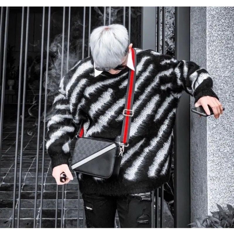 Áo len hoạ tiết lông vằn thời trang boy phố hàng quảng châu cao cấp