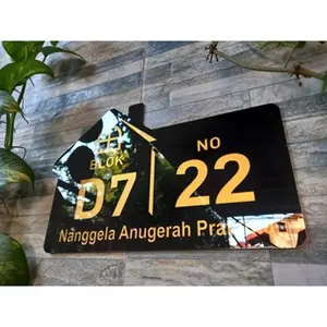 NOMOR RUMAH 28 x 18 cm / BAHAN ACRYLIC / LASER CUTTING