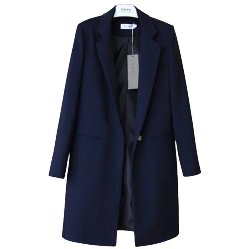 Blazer wanita Korea Poket Blezer Long Coat Wanita panjang 4