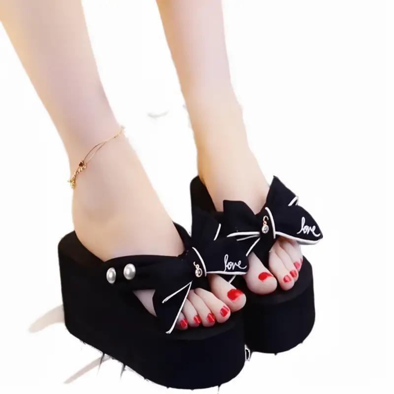 Dép kẹp Nữ Dép Tông Dép Xỏ Ngón Nữ Đính Nơ Love Đế Chống Trượt Cho mùa Du lịch Shoes dep xongon DéP GiàY