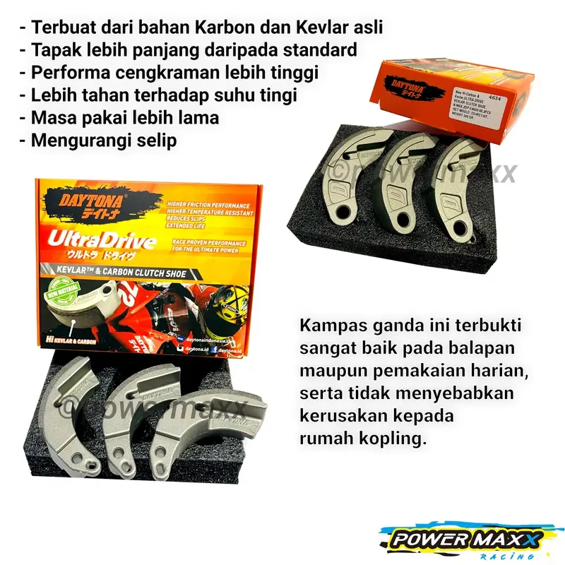 KAMPAS GANDA DAYTONA ORI Original Upgrade CVT beat scoopy vario spacy pcx adv genio 110 125 150 160 karbu karburator fi esp - mio j m3 smile z s gear soul gt x ride fino nmax aerox lexy freego nouvo xride x-ride 115 125 155 karbu karburator fi 2