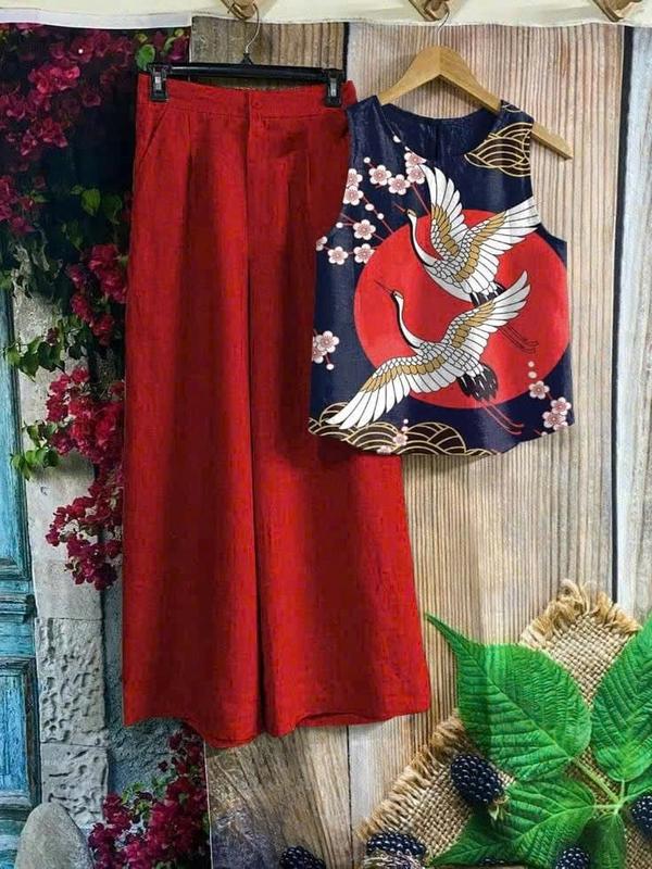  Set Đồ Nữ Mặc Tết Áo Sát Nách Quần Ống Rộng Set Mặc Đi Chơi  Chất Mango setdomac nhaxinh Mã NT18 