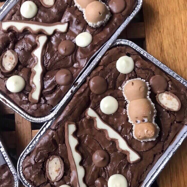 Nutella & Kinder Brownie Tray - Dark Chocolate Brownie Swirled with Nutella Topped with Kinder Chocolates 1