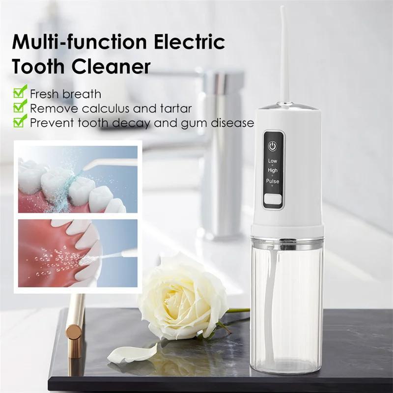 Portable Dental Water Flosser, 1 Set 4 Nozzles Oral Irrigators with Base Storage Design, Mouth Washing Machine, Personal Care Tool for Teeth Cleaning 5