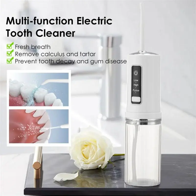 Portable Dental Water Flosser, 1 Set 4 Nozzles Oral Irrigators with Base Storage Design, Mouth Washing Machine, Personal Care Tool for Teeth Cleaning 5