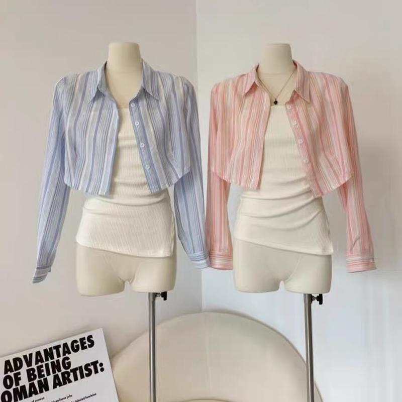 Sơ mi croptop sợi linen thoáng mát dáng ngắn năng động cá tính Áo Nữ