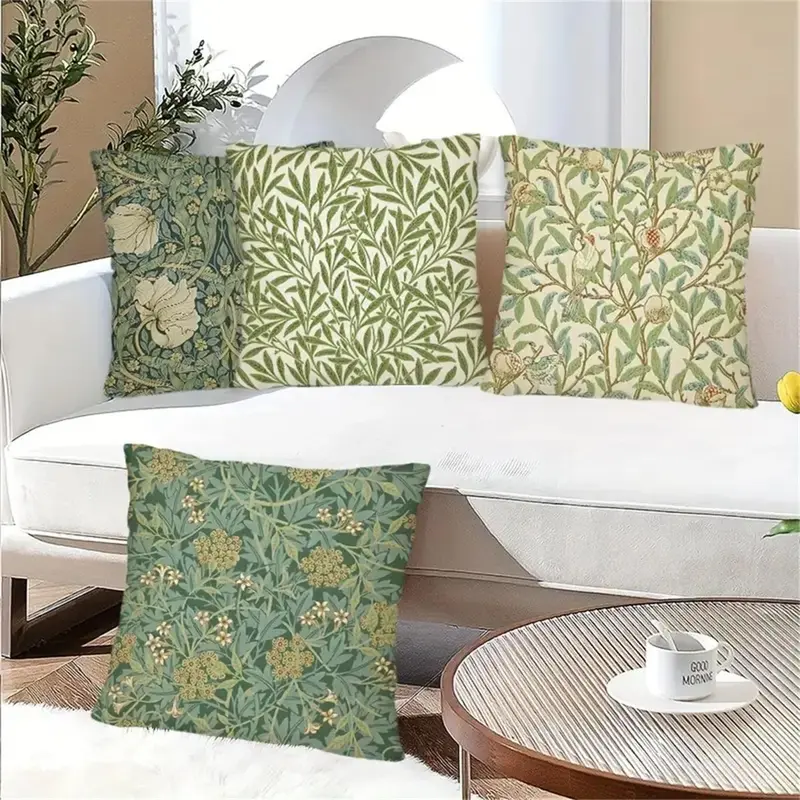 Floral Pattern Cushion Cover, 4 Counts/set Modern Throw Pillow Cover, Decorative Cushion Cover for Home Living Room Bedroom 4