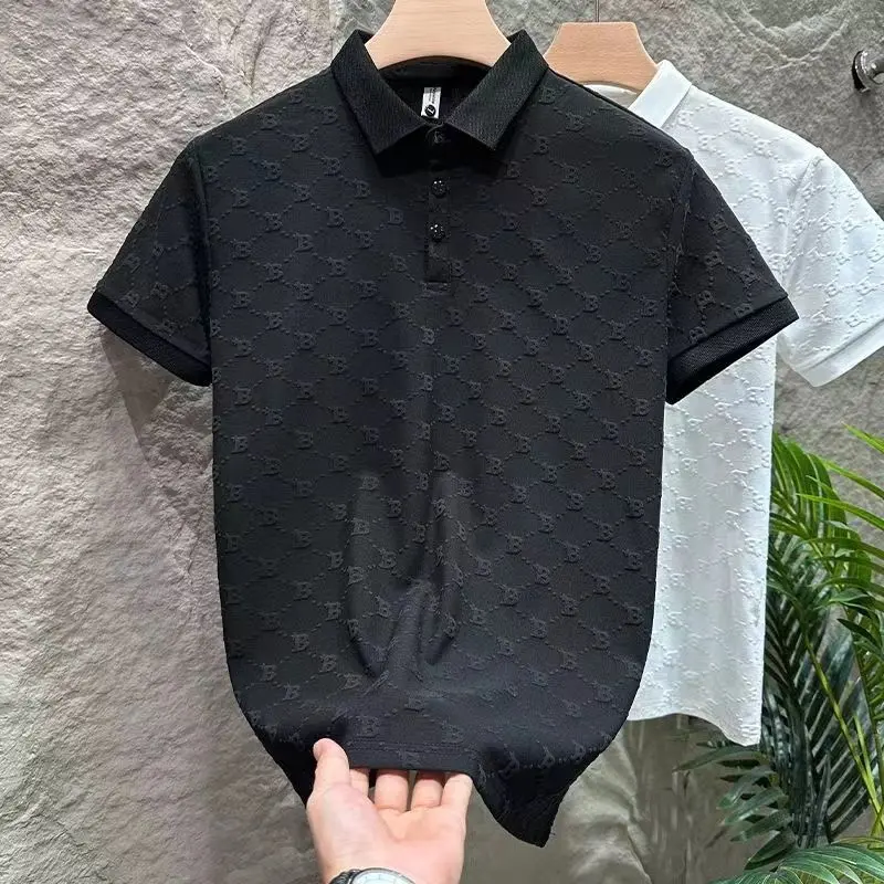 Áo Thun Nam Ngắn Tay, Phong Cách Thường Ngày Mùa Hè, Hợp Xu hướng Trẻ Trung, Chất Lượng Cao Cấp, Vải Jacquard, Áo Tay Lỡ Dành Cho Nam