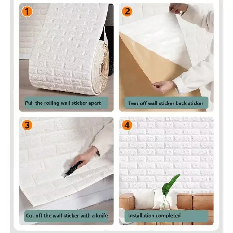 Giấy Dán Tường 3D, Kích Thước 70 cm Rộng Và 1 Mét Dài, Chất Liệu Chống Thấm Nước, Thích Hợp Để Đồ Trang Trí Phòng, Giấy Dán Tường, Decor Tường, Đề Can Dán Tường 5