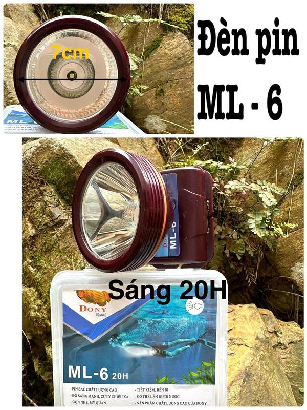 (Sẵn Kho) Đèn pin Đội đầu siêu sáng chống thấm nước ML6A sáng 20H - Đèn pin thợ lặn, Đi rừng, hầm mỏ- Có Đủ sạc và dây Đeo Đầu