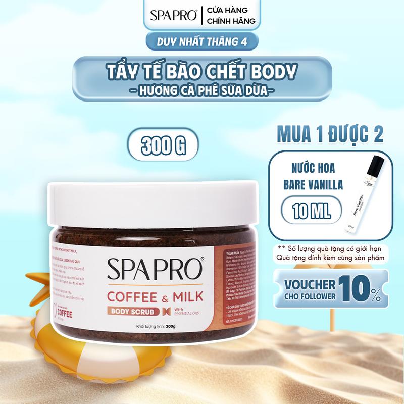 [MUA 1 TẶNG 1] Tẩy Tế Bào Da Chết Body Hương Cà Phê Sữa Dừa Nguyên Chất SPAPRO Sạch Cơ Thể Mềm Mại Làn Da 300G