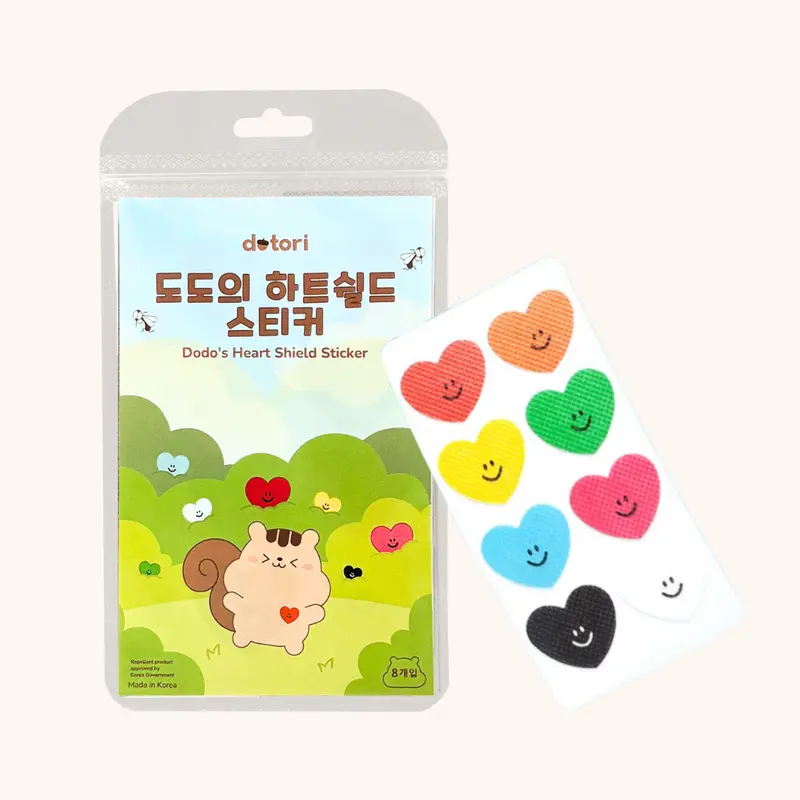 [Mua 5 tặng 1/ Mua 8 tặng 2] Set 8 sticker dán chống muỗi, côn trùng Dotori Trái tim cho Bé và Gia đình 8
