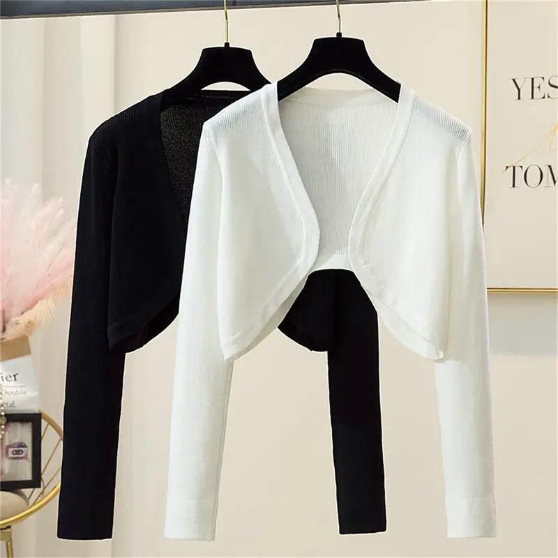 Kardigan Santai, Wanita Mengesyorkan, Warna Pejal, Elegan, Bernafas, Gaya Korea, Serba guna, Atasan Selendang