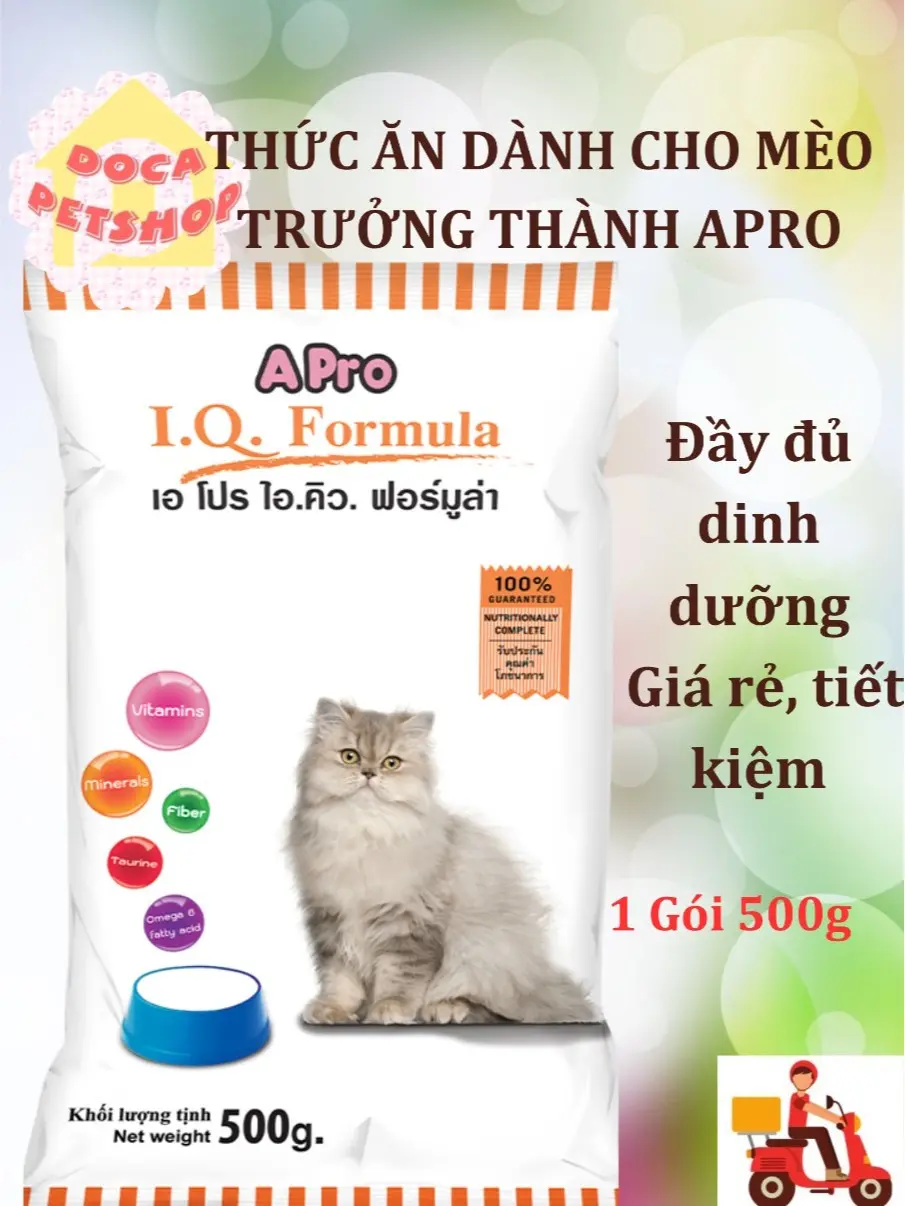 Thức Ăn Cho Mèo Trưởng Thành Hạt Apro IQ Fomula gói 500g - Docapetshop v2 pet