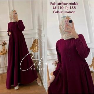 RATI - Cika Maxi Gamis Lebaran Dress Wanita Dewasa Muslim Simple Mewah Polos Ld 110 Crinkle Bisa Cod By Hijab Solo Remaja Airflow Syari 6