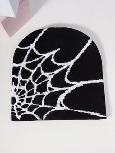 ユニセックス ストリートウェア スパイダーウェブデザイン ビーニー帽子, 秋冬用 カジュアルでトレンディなファッション帽子