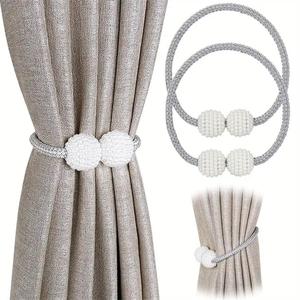 Sujeta cortinas magnético, 2 piezas con decoración de perlas falsas, accesorios para cortinas en sala de estar y dormitorio