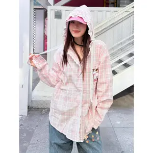 [ready stock]CHICMORE Atasan Kemeja Motif Kotak - Kotak Lengan Panjang Dengan Gaya Kasual Untuk Wanita