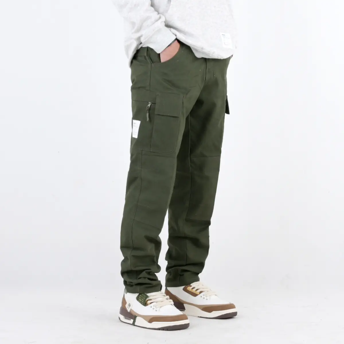 Mickout Celana Cargo "Rein" - Panjang Slim Fit Katun Twill Hitam Unisex