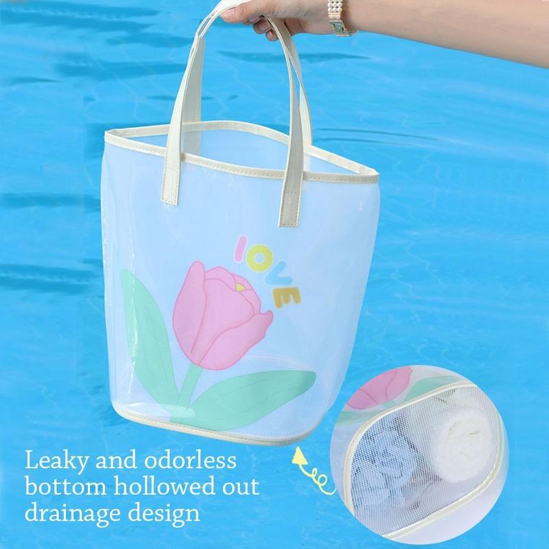 Túi Tote Thạch Trong Suốt Cho Nữ, Túi Xách Thời Trang Dung Tích Lớn, Không Thấm Nước, Trong Suốt, Túi PVC 7