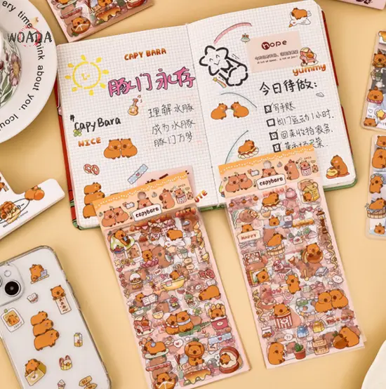 Bộ 6 Tấm Sticker Capy bara trong suốt 4