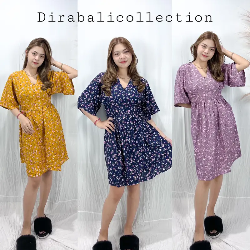 DRESS TANIA MOTIF BUNGA SOKA BALI 0