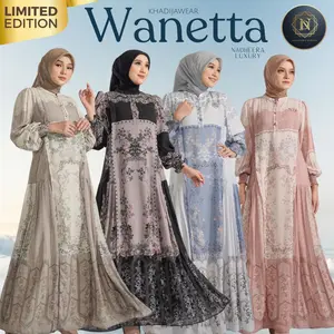 [BISA COD] WANETTA DRESS NADHEERA LUXURY MIDI GAMIS RAYON BABYDOLL MEWAH WENATTA WANETA WANNETA