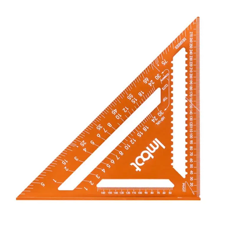 IMBOT Aluminum Alloy Double Scale Triangle Ruler, 1 Count 45 Degree Thickened Wide Seat Angle Ruler, Multifunctional Angle Ruler for Woodworking and Carpentry