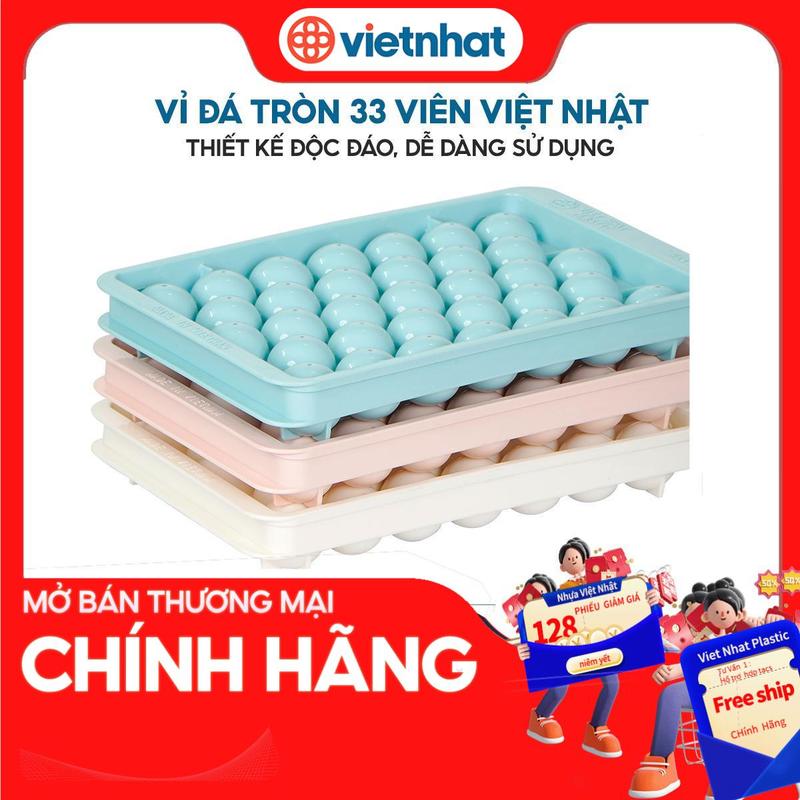 Khay làm đá viên tròn vỉ đá tròn 33 viên có nắp đậy V6978 Nhựa Việt Nhật Premium