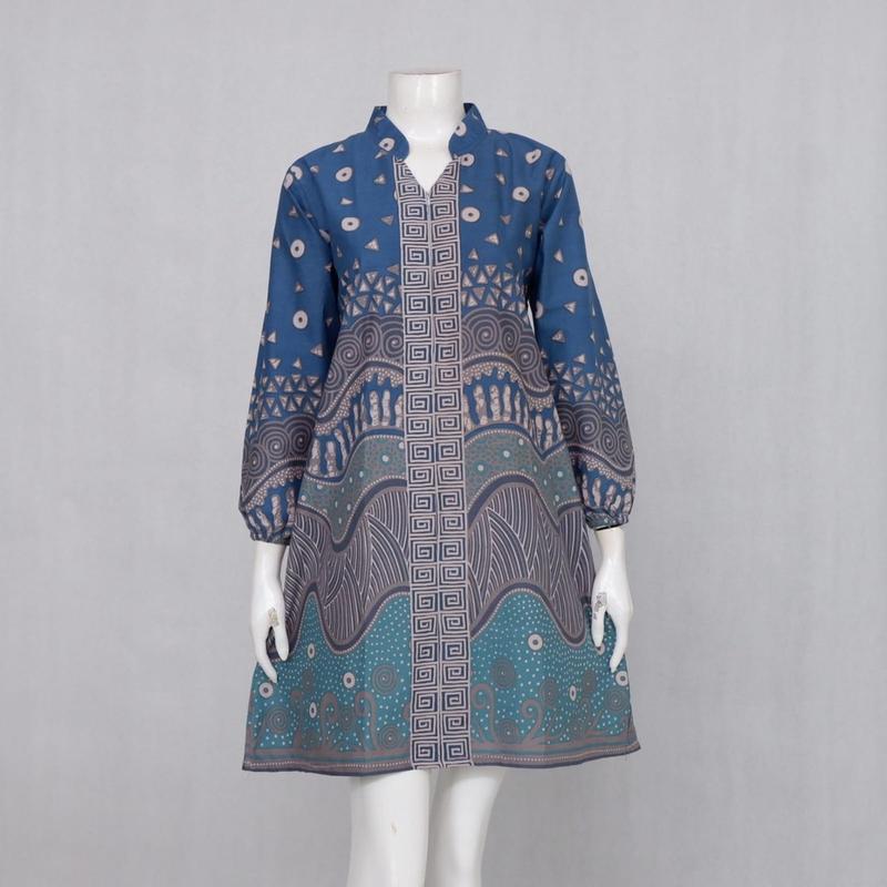 Couple Baju Batik Sarimbit Motif Abstrak Ombak #biru 5