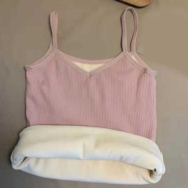 Product Introduction of Winter Self Heating and Warm Underwear for Women with Added Velvet and Thickened Cold Resistant Suspender, Slim Fit Bottom Shirt for Korean Version Student Top for Women 11